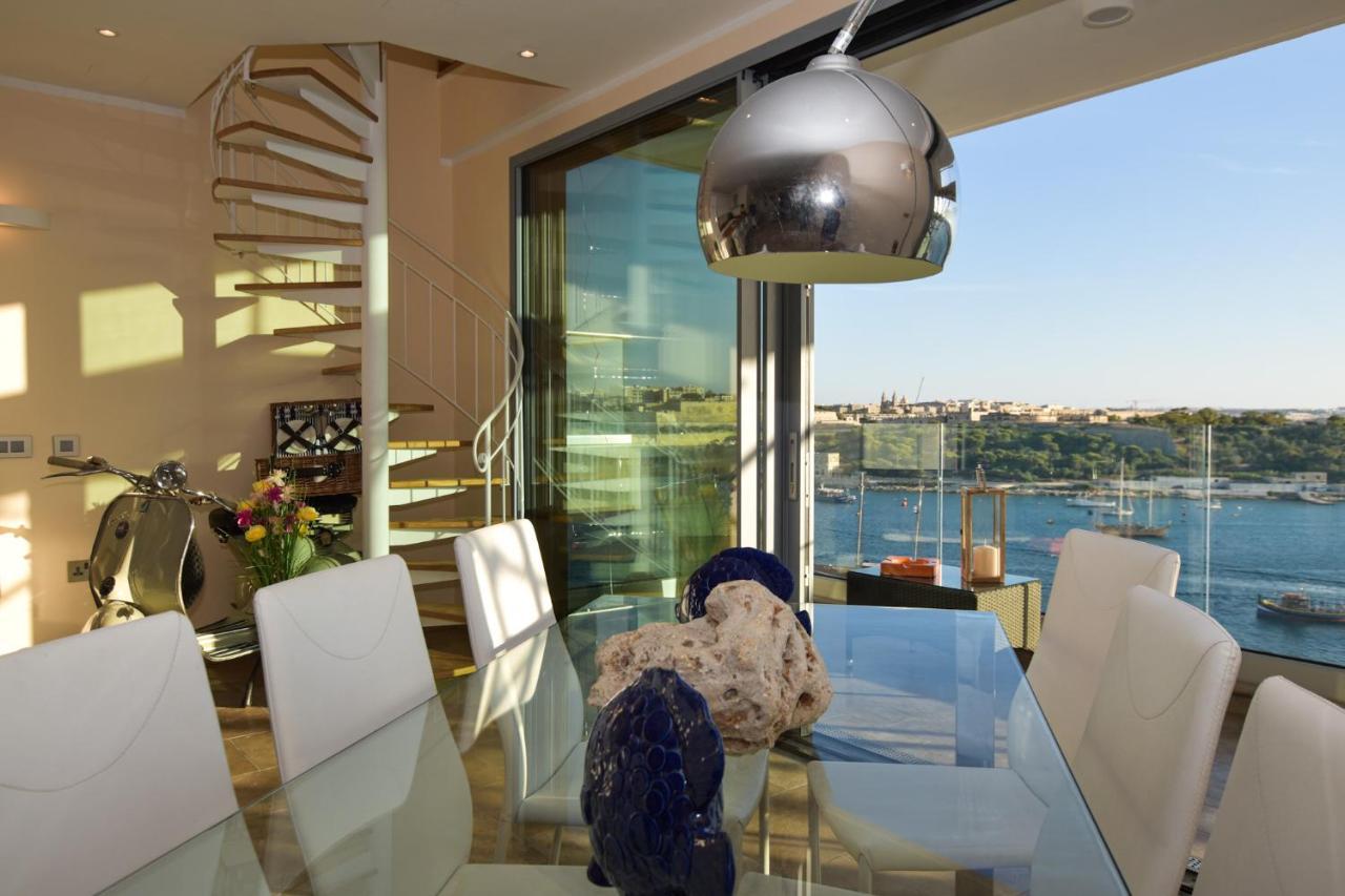 Unique Seafront Triplex Penthouse With Panoramic Bedroom & Rooftop Jacuzzi Overlooking Valletta Sliema Exterior foto